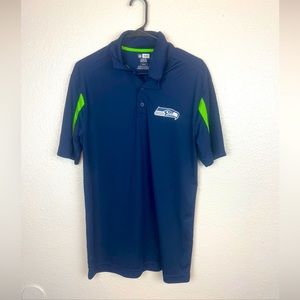 NFL Team Apparel Seattle Seahawks 1/4 Button Short Sleeve Medium Polo TX3 Cool